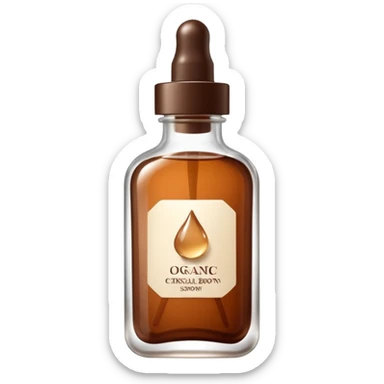 Organic cosmetic in a cristal brown bottle sticker