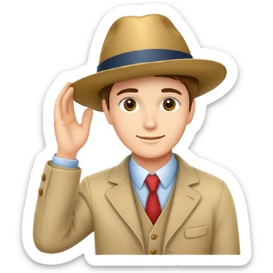 person tipping their hat sticker