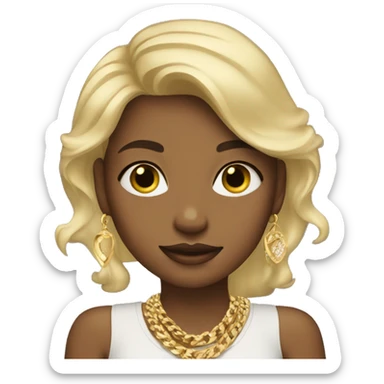 Girl with blonde hair wearing gold jewellery sticker