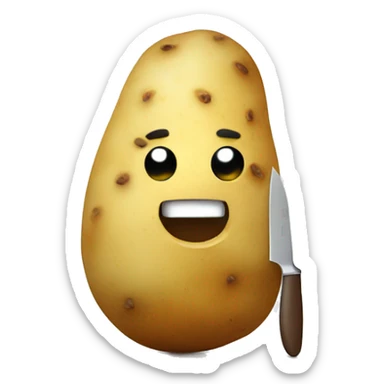 Potato with a knife sticker