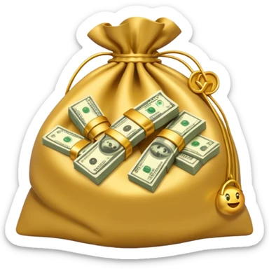 Luxury 3D emoji, overflowing money bag, stacks of cash, premium lighting, rich glossy look, ultra clean, transparent background


 sticker