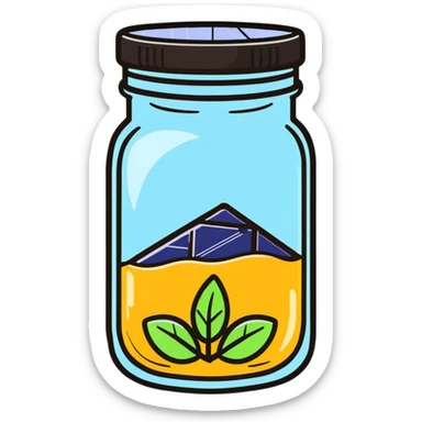 glass jar with solar panel lid and string lights inside, decorative sun jar sticker