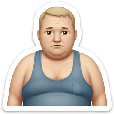 very  obese middle aged white man in wifebeater with  dirty appearance. His hair is very greasy and balding sticker