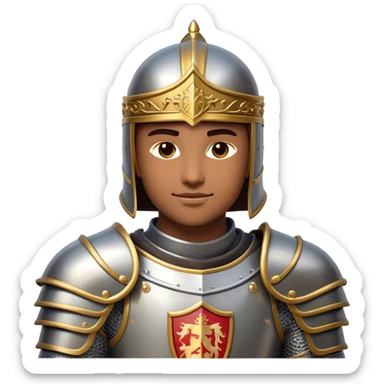 Clash of Clans aesthetic: Beautiful and Majestic Knight Portrait Emoji, Rendered in serene valor with a gentle, confident smile and regal bearing, showcasing a refined, elegantly armored form with polished heraldic accents and softly closed eyes in natural skin tone, Simplified yet exquisitely endearing features, highly detailed, glowing with a soft, majestic light, high shine, calm and heroic, stylized with an air of timeless chivalric grace, soft glowing outline, capturing the essence of a majestic knight whose noble spirit inspires epic quests! sticker