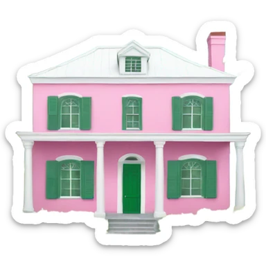Pink Bermuda house white roof green shutters sticker
