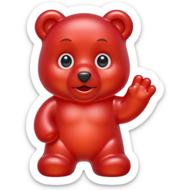 beautiful red gummy bear with eyes and long hair only head sticker