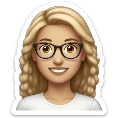 beautiful-fashion-white-girl with light brown hair with glasses smiling sticker