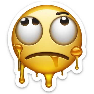 smiling emoji with eyes rolled back with honey dripping out its mouth sticker