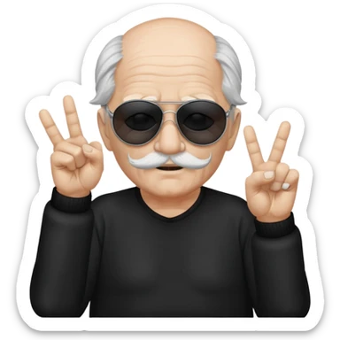 Some white old guy with a mask on and black shades with it also holding up the middle fingers sticker