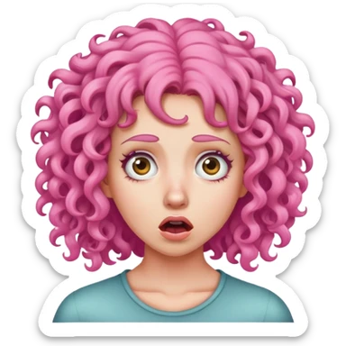 woman with pink curly hair scared sticker
