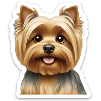 Fluffy Yorkie dog  sticker