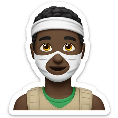 Face with face mask, palestine headband,boy, white boy,  sticker