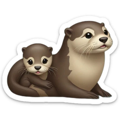 Mama otter with a baby on her back sticker