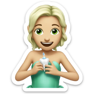a fairy holding a tooth sticker