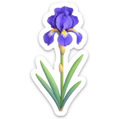 blue flag iris flower sticker
