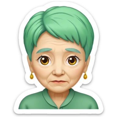 green haired grandma with wrinkles  sticker