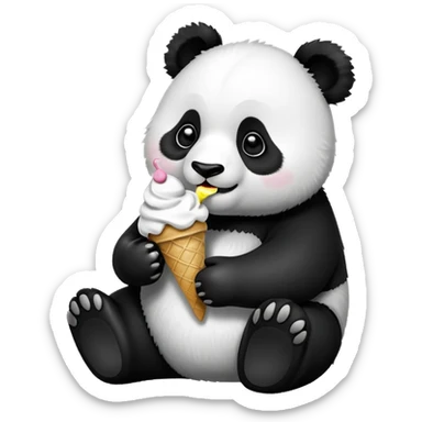Panda eating ice creamy sticker