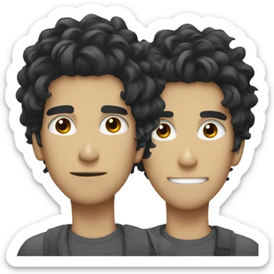 a guy with messy black hair in anime sticker