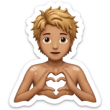 Persong drowning in the ocean and creting a heart with his hands sticker