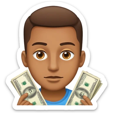 Light brown skin tone guy with money in his eyes sticker
