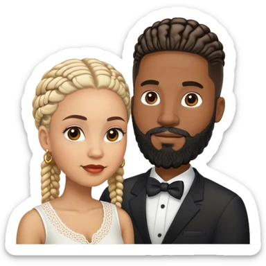 Lightskin guy with beard and cornrows and his black wife married sticker
