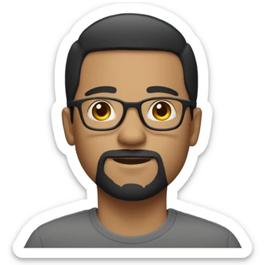 Guy with short black hair and glasses and goatee beard sticker