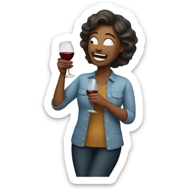 laughing crying mom with wine sticker
