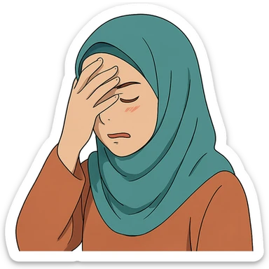 ghibli style woman in hijab facepalming sticker