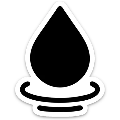 solid icon of a light blue or silver water droplet on glossy black mirror paint of a luxury vehicle, minimal repellent effect with lines, elegant and minimal sticker