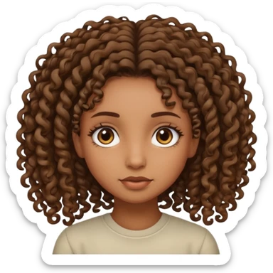 Brown skin girl with curly roots straight ends sticker