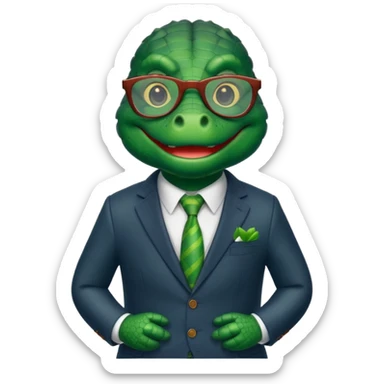 alligator with clothes and wearing glasses sticker