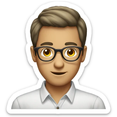 male nerd with rounded eyeglass, and short hair sticker