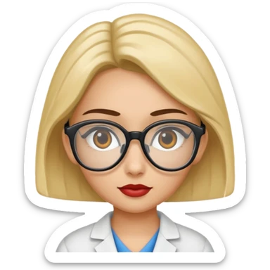 una enfermera escolar con gafas llamativas y un moño pequeño, morena sticker