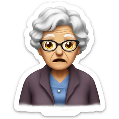 angry grandma can't hear cup her hand to her ear sticker