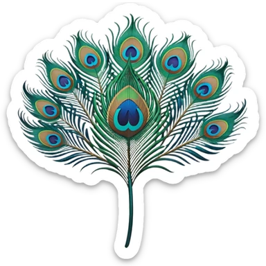 single peacock feather, stylized sticker