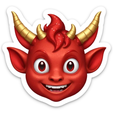 red glitter imp happy sticker