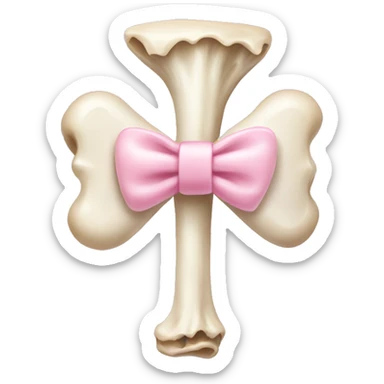Bone with light pink bow on it sticker