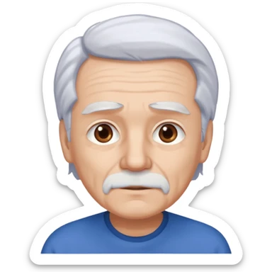 abuelo con pelo blanco, ojos cafés y ropa azul sticker