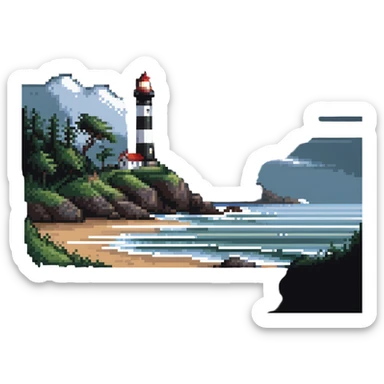 coastal landscape with lighthouse sticker