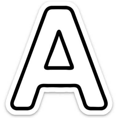 letter A, black outlined icon, minimalist and bold, no fill sticker