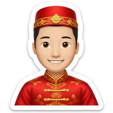 Chinese groom, traditional, culture of chinese, smiley on face. sticker