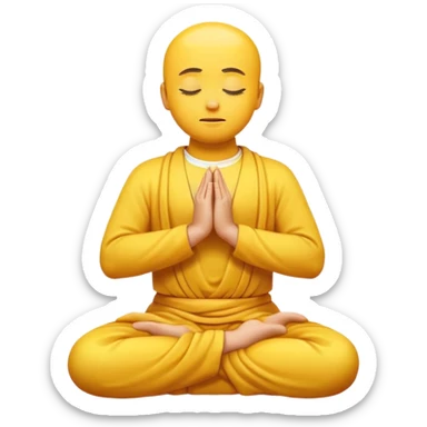 classic yellow emoji meditating, floating slightly above the ground, calm face sticker