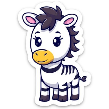 cartoon zebra head with mane sticker