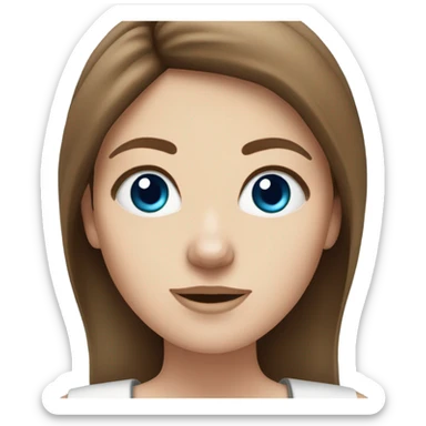 White girl Brown hair blue eyes freackles eating Tofu salad sticker