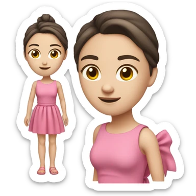 Short brunette with White skin and a ponytail. pink dress full body sticker