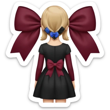 A burgundy bow in dark blond hair from the back sticker