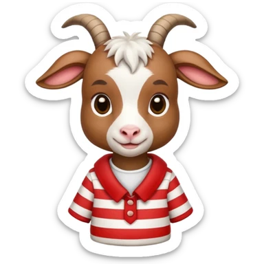 baby goat wearing red and white striped shirt  sticker