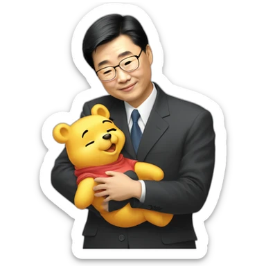 xi jintao Hugging winnie the pooh sticker