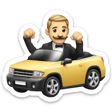 Coupe sur le coter moustache carré et la main droite levé  sticker