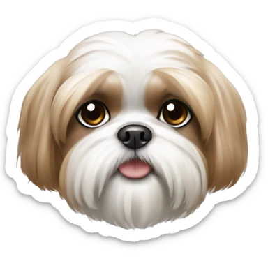 White and light brown shih tzu dog sticker